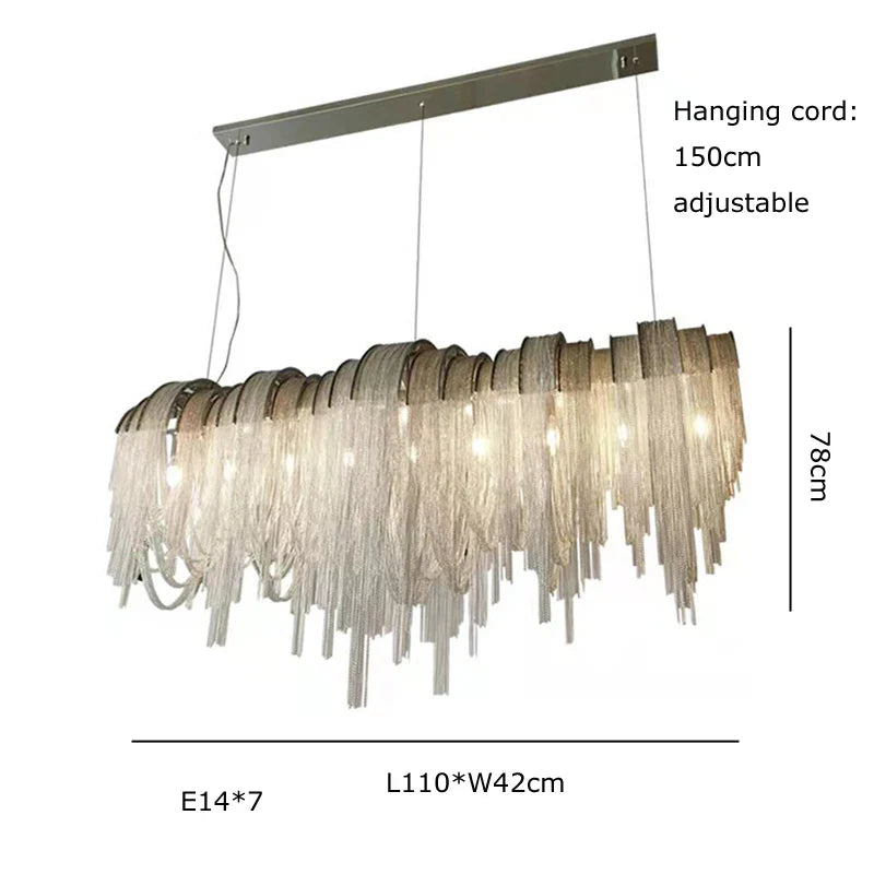 Afralia™ Aluminum Chain Pendant Lights Postmodern Tassel Hanging Lamp for Dining Table