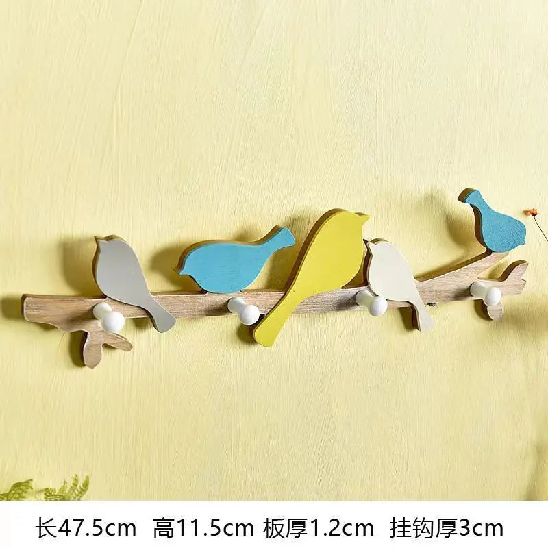 Afralia™ Birds Coat Rack: Creative Wooden Hook Rail for Home Decor