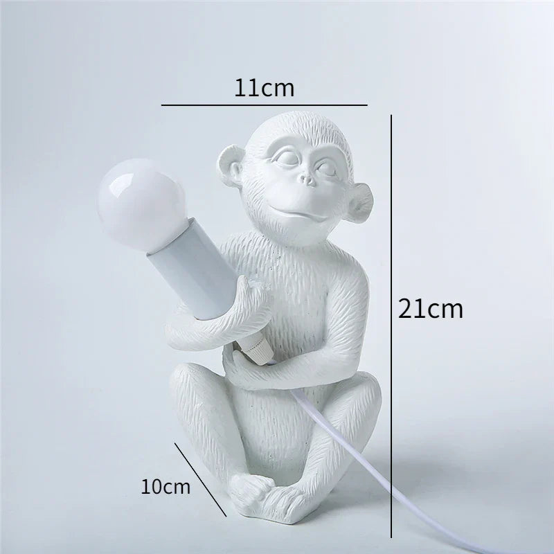 Afralia™ Monkey Resin Desk Lamp: Nordic Animal Decor for Bedroom, Children's Room, or Office