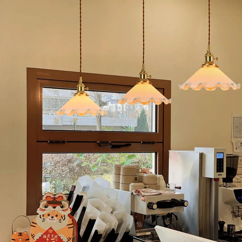 Afralia™ Glass LED Pendant Lamp: Modern Copper Nordic Indoor Lighting for Home, Coffee, Bedroom & Living Room