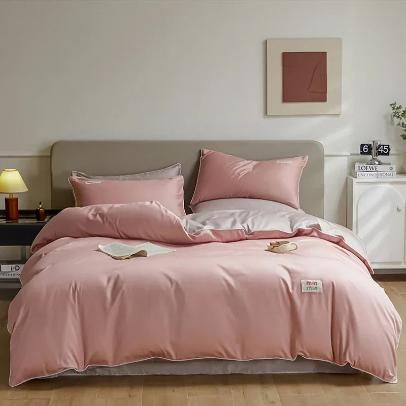Afralia™ 100% Egyptian Cotton Solid Color Bedding Set - Queen King Single Size