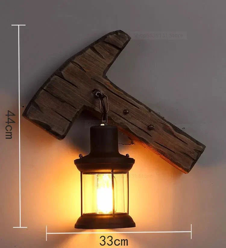 Afralia™ Wrought Iron Wood Wall Lamps - Retro LED Wall Lights for Home, Bar, Cafe & Living Room