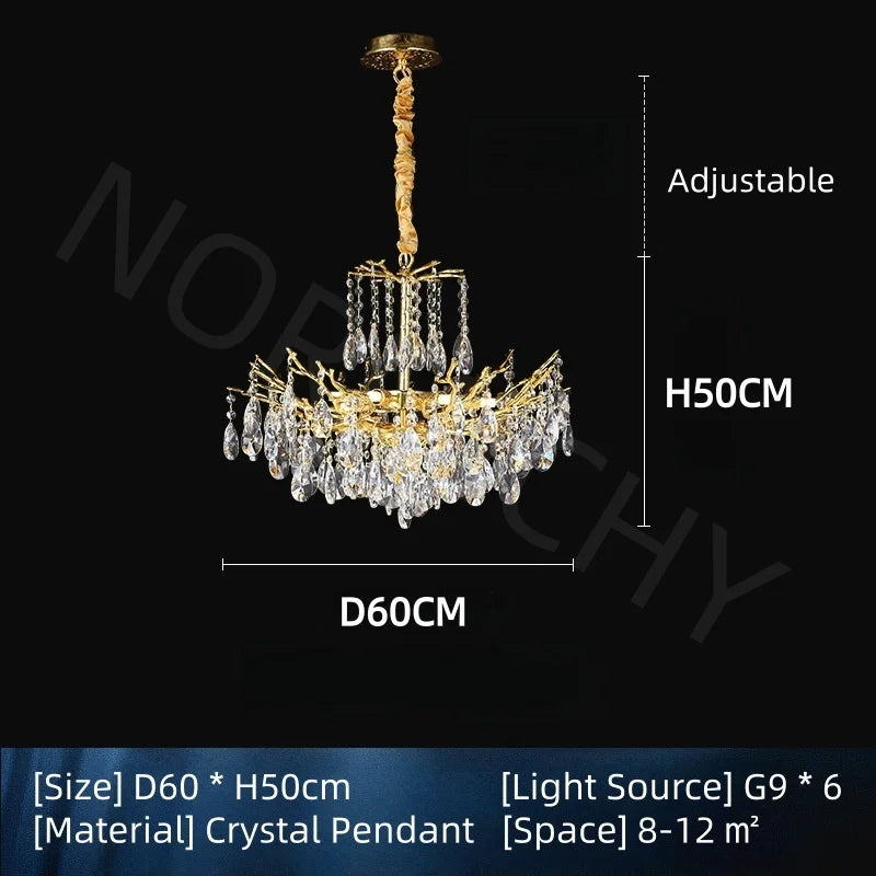 Afralia™ Elegant Gold Double Layer Crystal Chandelier LED Ceiling Pendant