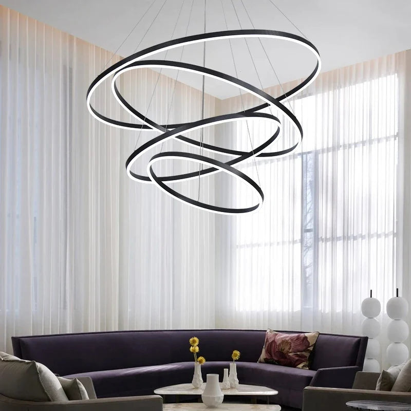 Afralia™ Circle Ring Art Chandelier for Duplex Villa Staircase Hall Living Room