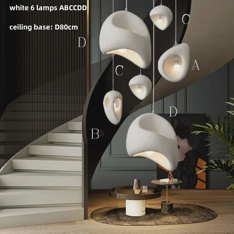 Afralia™ Wabi-sabi Resin Pendant Chandelier | Nordic Villa Stair Decor Droplight