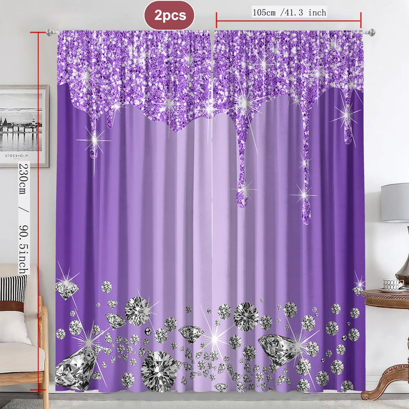 Afralia™ Solid Diamond Rod Pocket Curtains for Home Decoration