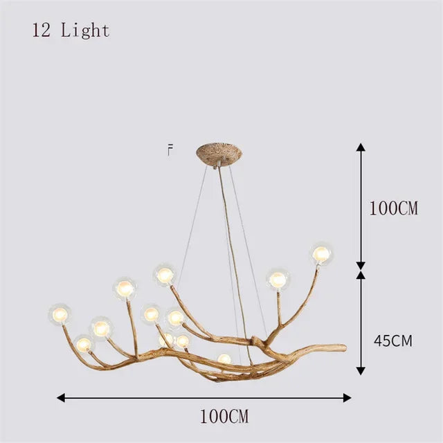Afralia™ Retro LED Chandelier: Tree Branch Art Ceiling Pendant Lights for Living Bedroom