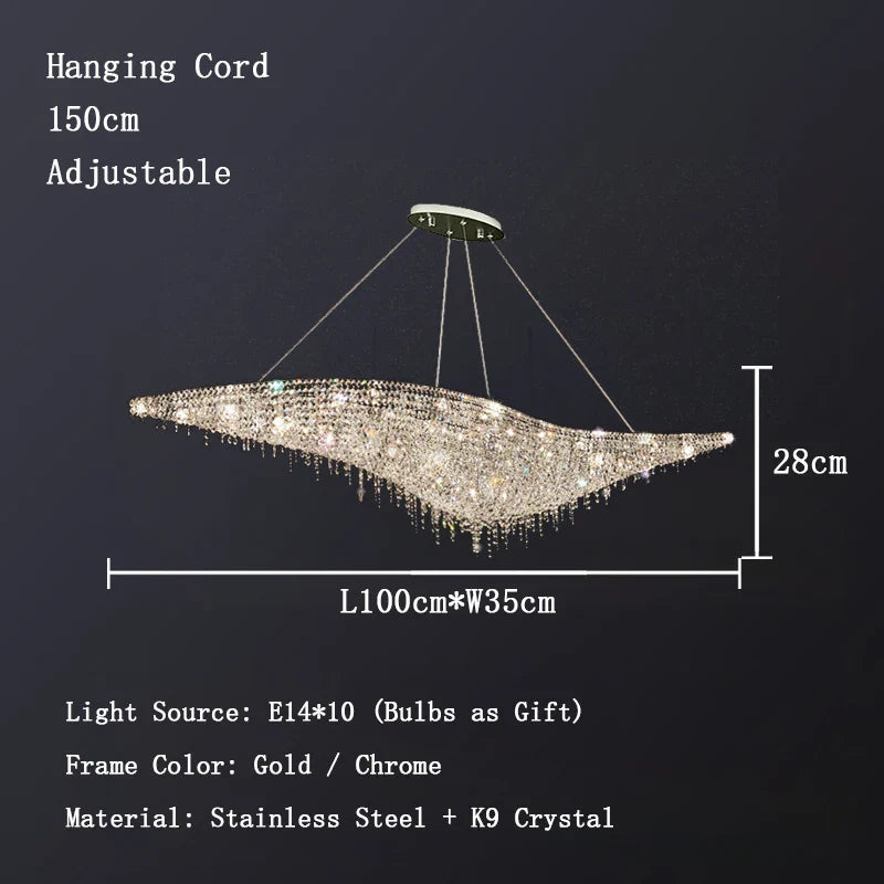 Afralia™ Chrome K9 Crystal Chandelier, Round LED Dining Room Ceiling Light