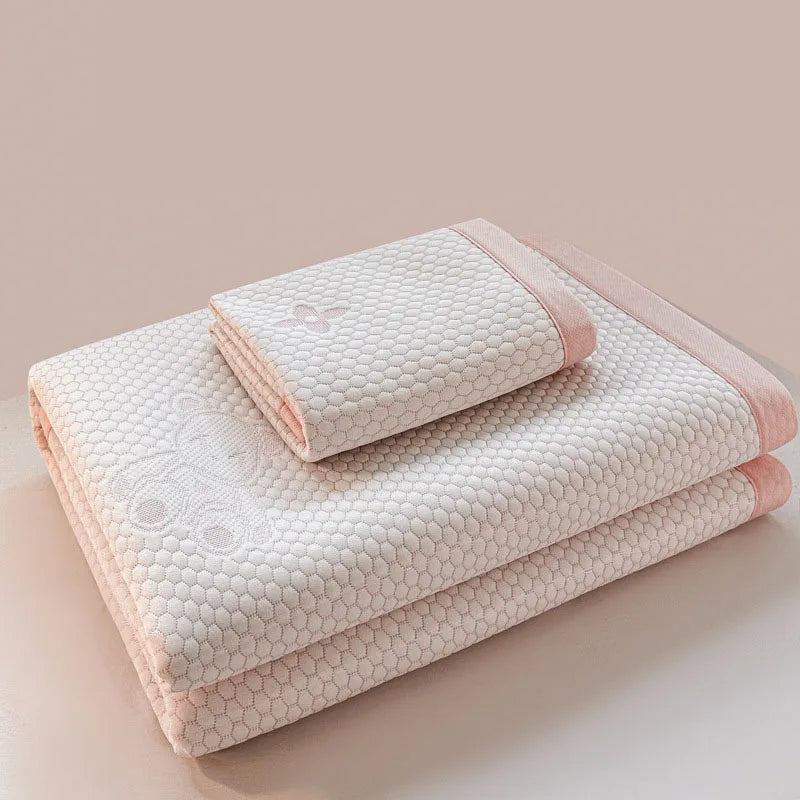 Afralia™ Teddy Bear Jacquard Summer Sleeping Mat - Cool & Soft, Washable & Airy