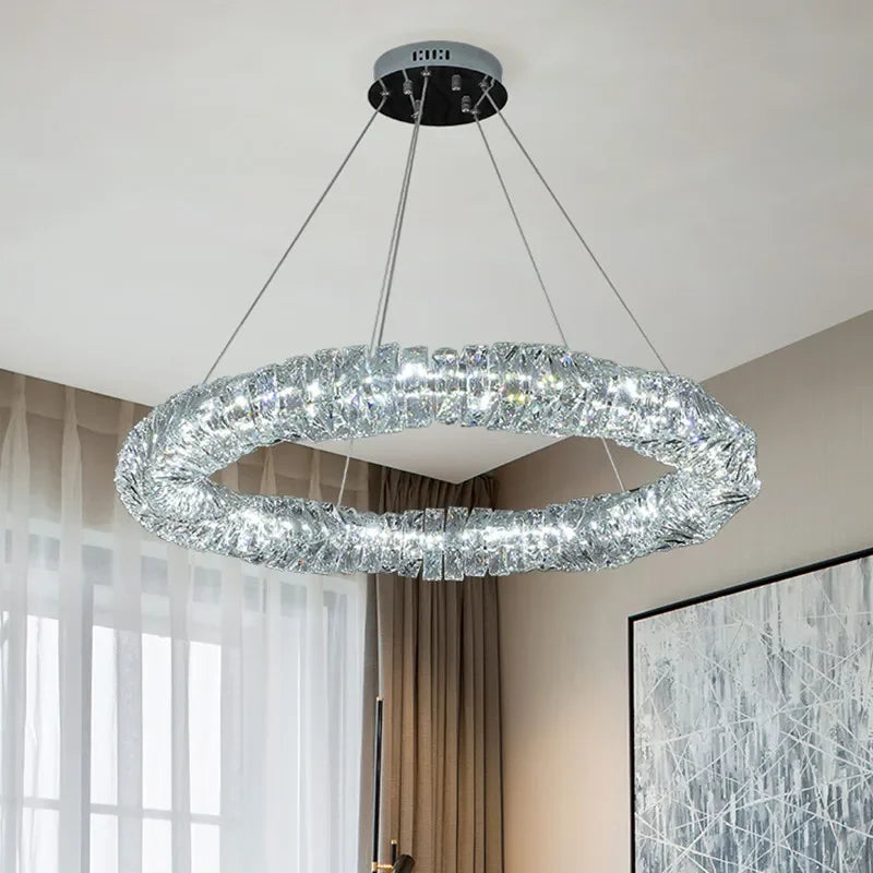 Afralia™ Crystal LED Pendant Lights | Dimmable Ring Hanging Lamp | Modern Luxury Decor Fixtures