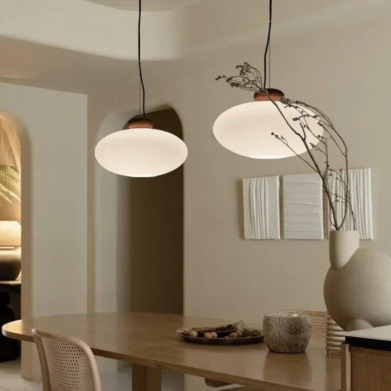 Afralia™ Nordic Wood Glass Pendant Light Chandelier for Dining Room and Bar Home Decor