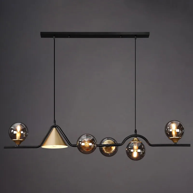 Afralia™ Nordic Glass Ball Chandelier for Living Room, Modern Black Luster Pendant Light