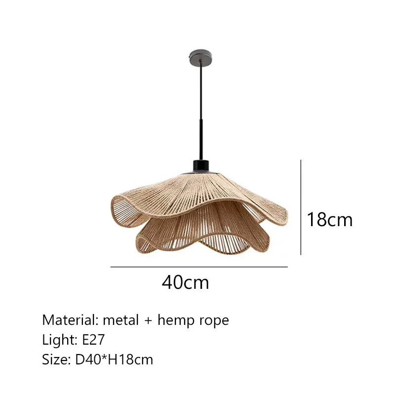 Afralia™ Hemp Rope Ceiling Chandelier, Nordic Minimalist LED Pendant Lights for Dining Room