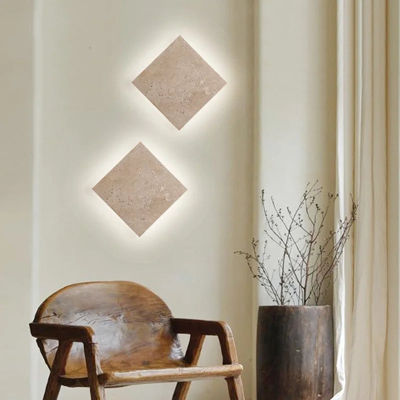Afralia™ LED Wall Lamp Sconce Yellow Travertine Waterproof Stair Light