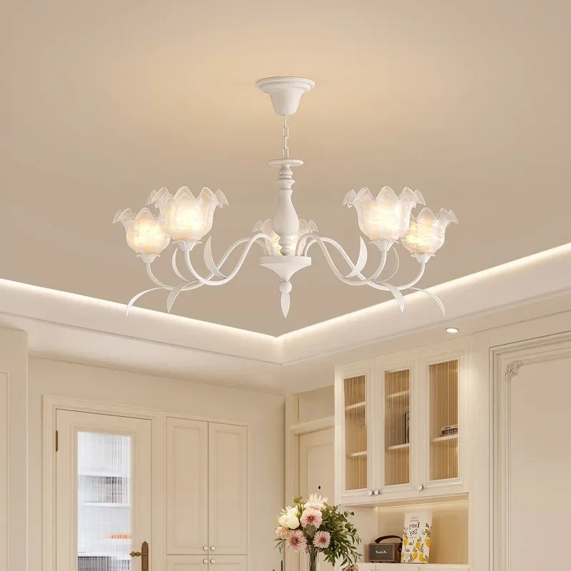 Afralia™ Lily Of The Valley Glass Chandelier Light: Modern Cream Wind Lamp for Living Room & Bedroom