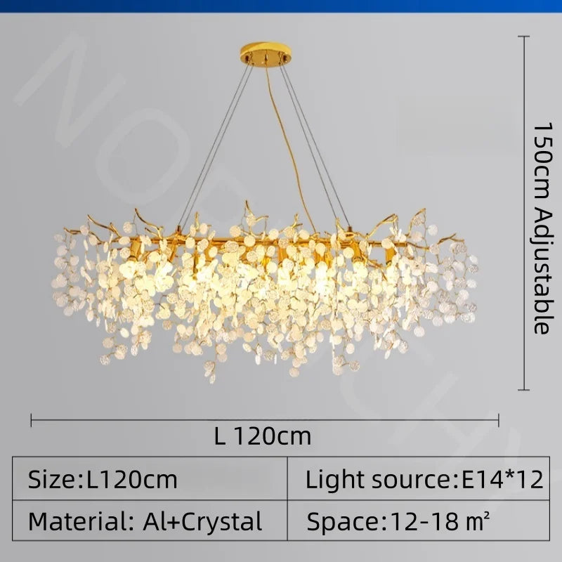 Afralia™ Gold Crystal Chandelier Pendant Light for Kitchen Island Living Room