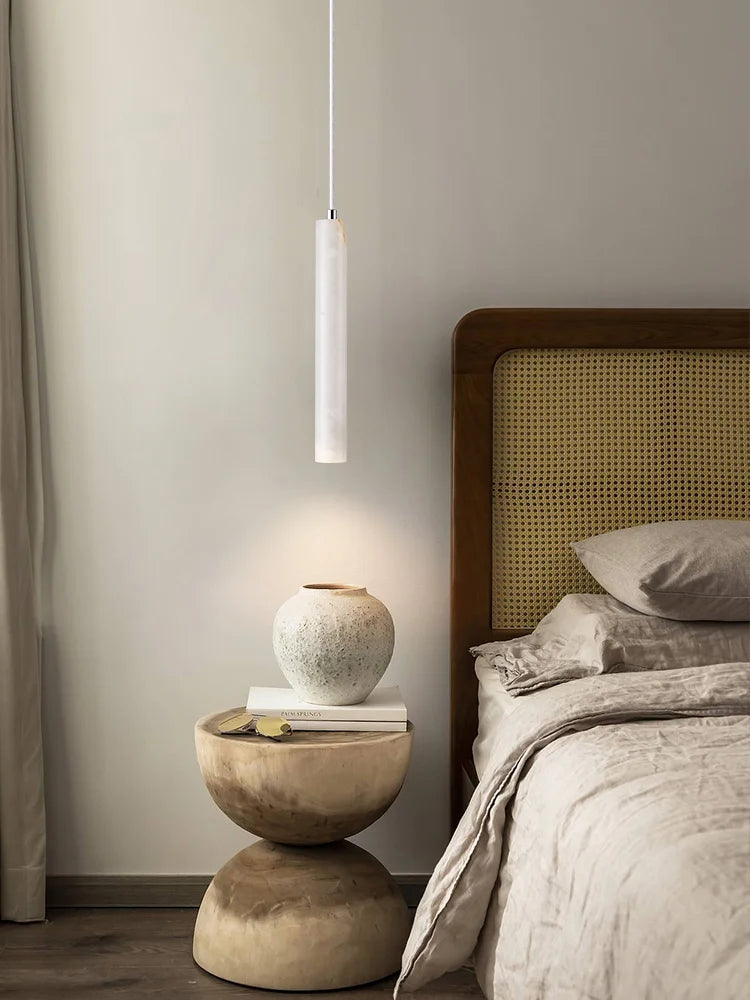 Afralia™ Wood Tube Pendant Chandelier, Japanese Style Modern Bedroom Lighting