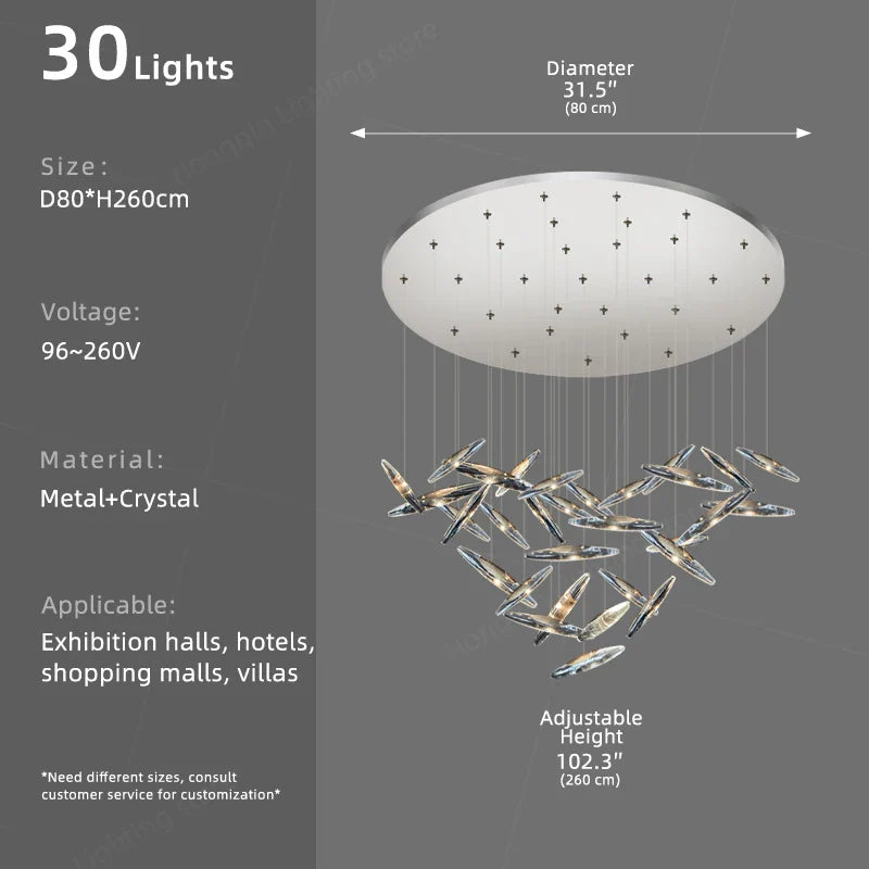 Afralia™ Modern Crystal Chandelier Pendant Light for Villa Hall, Living Room, Kitchen Island