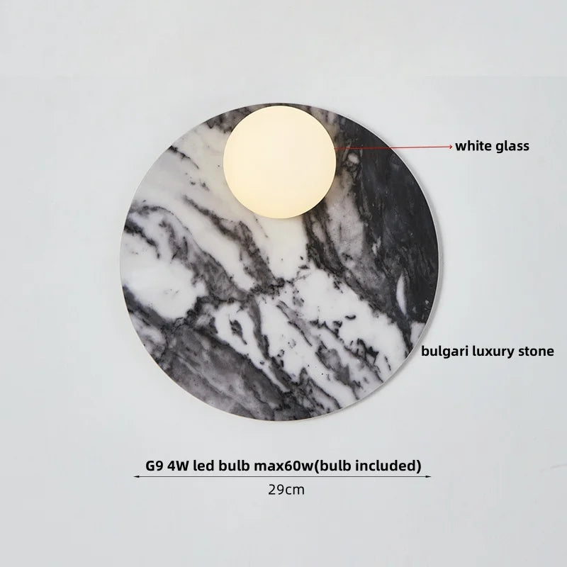 Afralia™ LED Wall Light: French Luxury Glass Globe Stone Wall Lamp Fixture