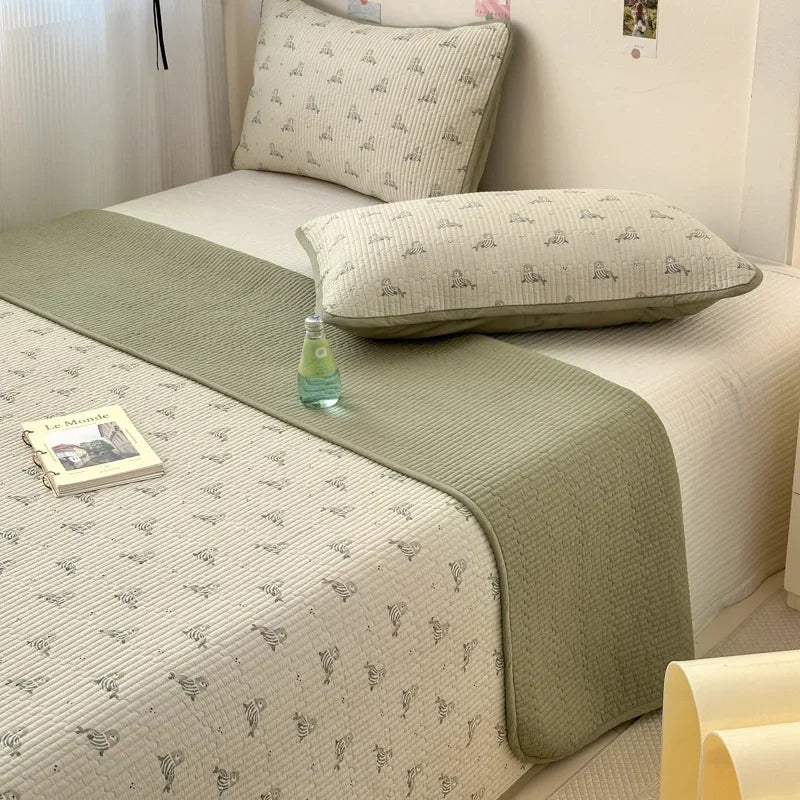 Afralia™ Double-Sided Cotton Bed Cover Quilted Tatami Mat, Soft & Anti-Slip Mattress