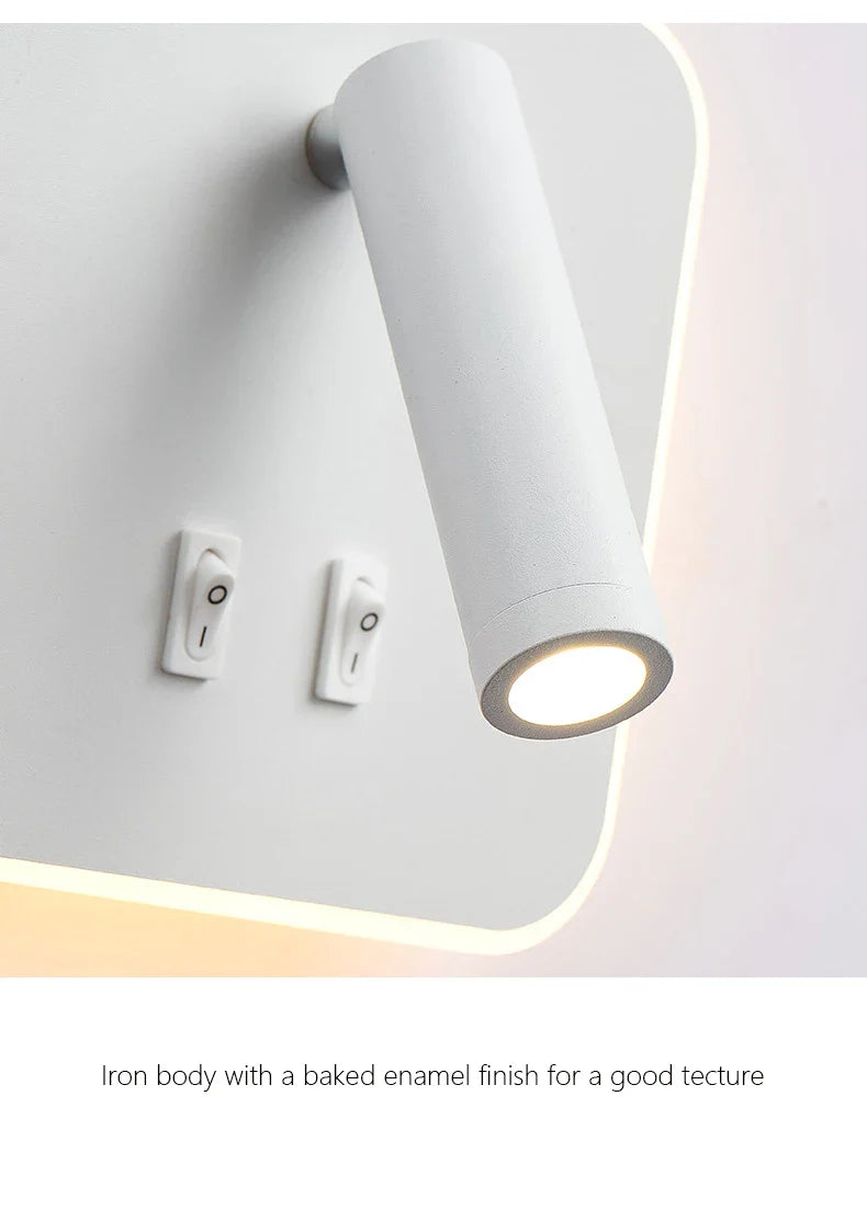 Afralia™ LED Wall Lamp USB Charging Bedroom Hotel Bedside Reading Sconce Switch