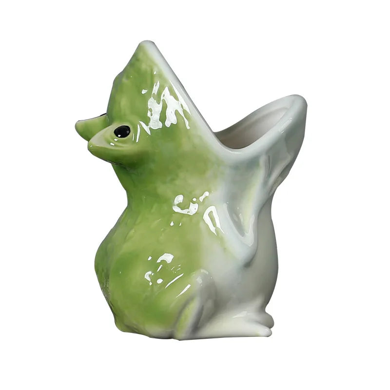 Afralia™ Cute Frog Succulent Flower Pot Ceramic Garden Plant Pot Frog Shape Pot