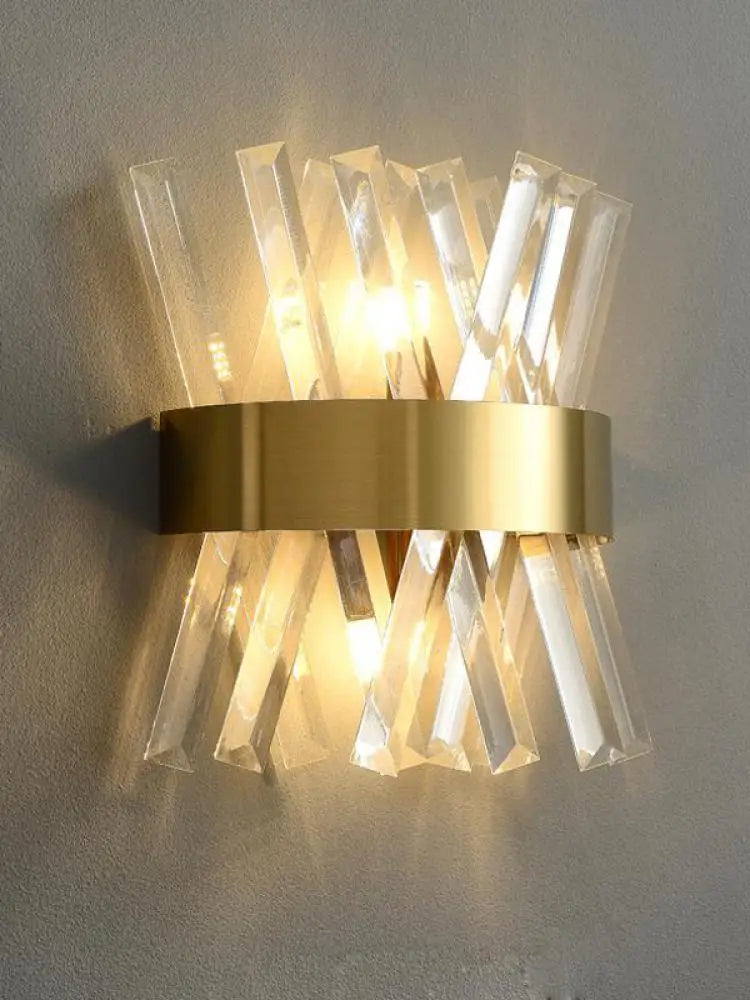 Afralia™ Art Deco Stainless Steel Crystal LED Wall Sconce Black Gold Bedroom Corridor