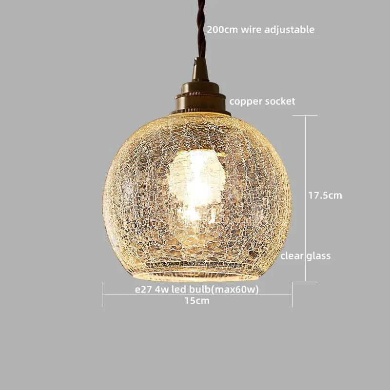 Afralia™ Copper Glass Chandelier LED Pendant Light for Living Room Dining Bar Kitchen