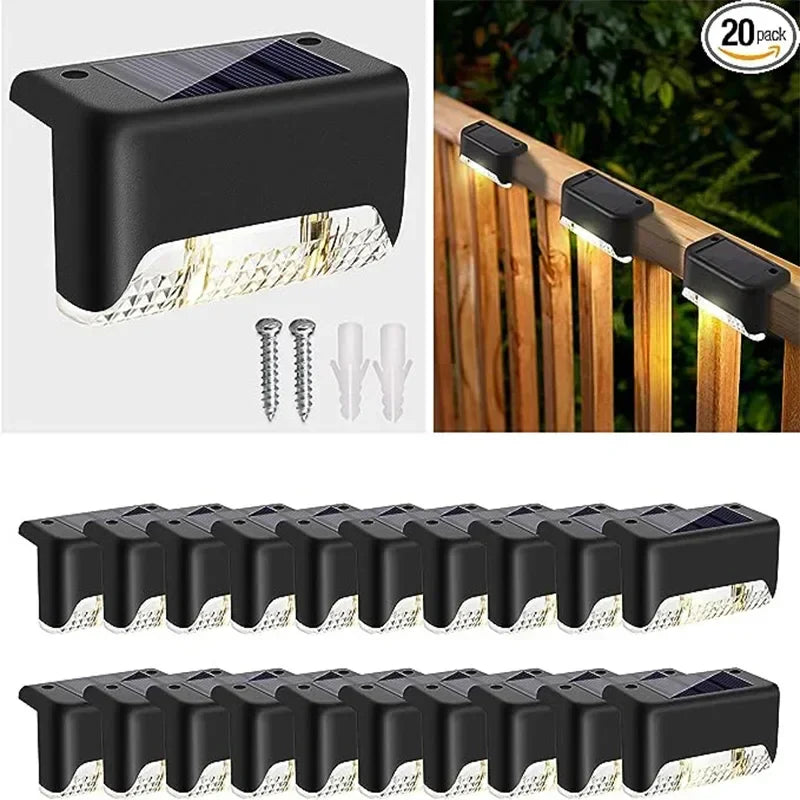 Afralia™ Solar Deck Lights 20 Pack Outdoor Waterproof LED for Railing Stairs Yard Pathway