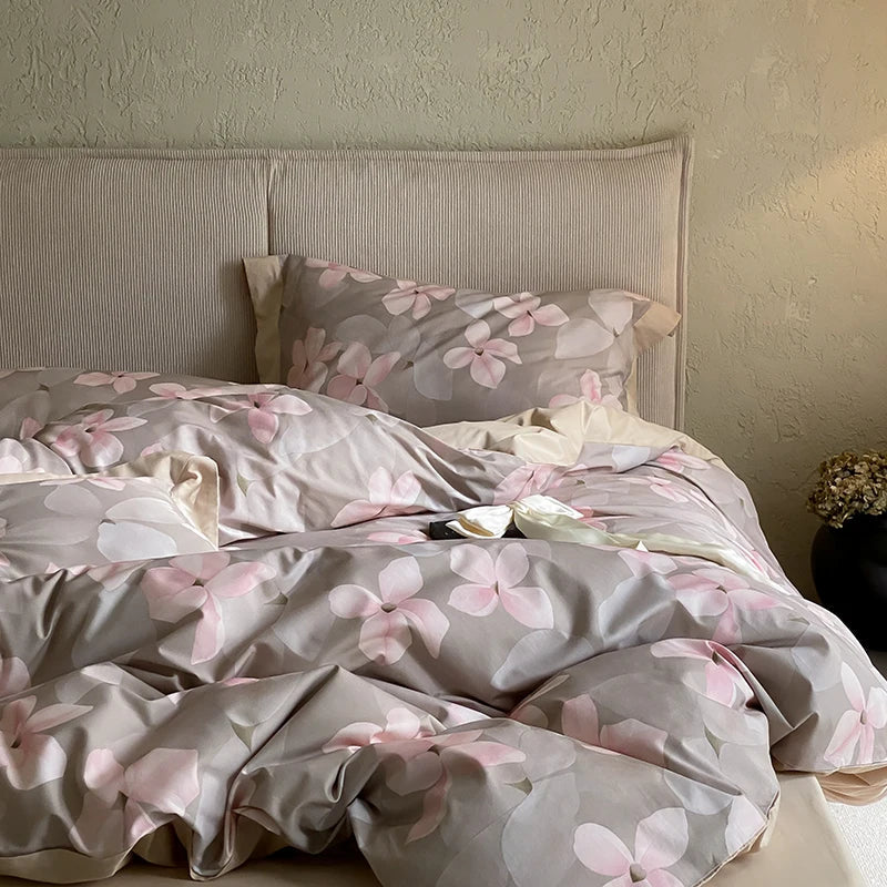 Afralia™ Egyptian Cotton Bedding Set: Queen King Ru Size Print Duvet Cover Sheet Pillowcase