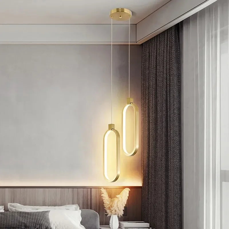 Afralia™ Modern Minimalist LED Pendant Chandelier for Bedroom Living Room in Gold Black