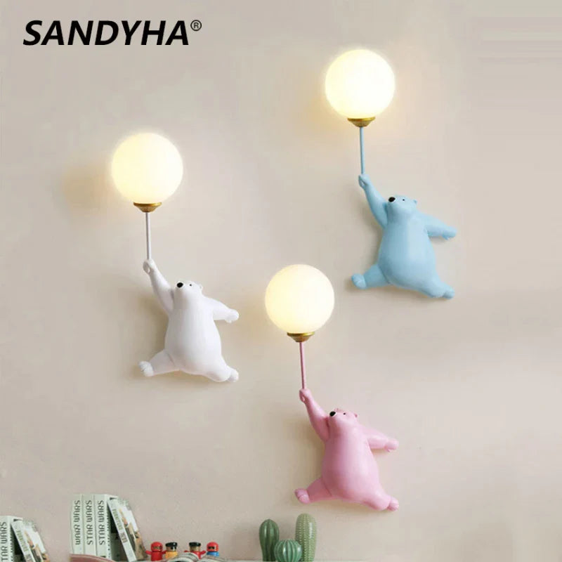 Afralia™ Bear Wall Lamp | Cute Nordic Cartoon Design for Girls Bedroom, Study, Dormitory