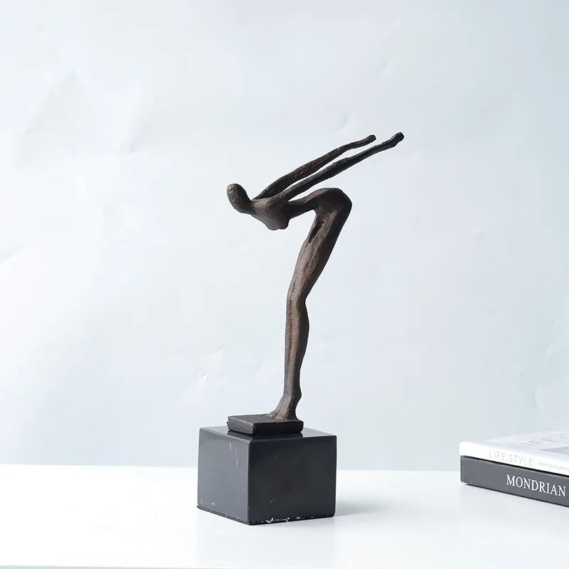 Afralia™ Diving Sportsman Metal Sculpture - Abstract Swimming Figure for Home Decor