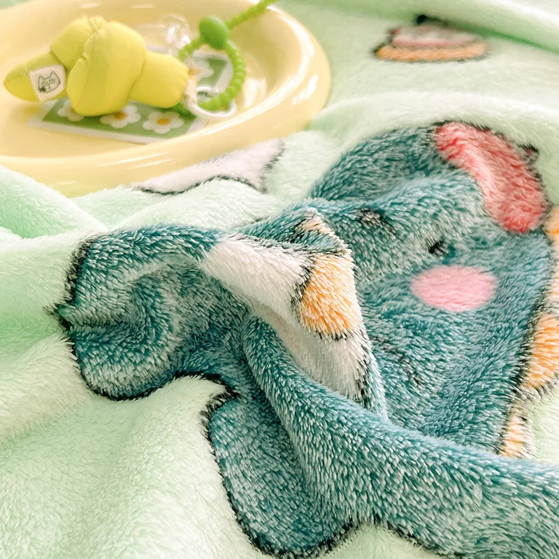 Afralia™ Dinosaur Patterns Snowflake Velvet Blanket in Various Sizes for Home/Office