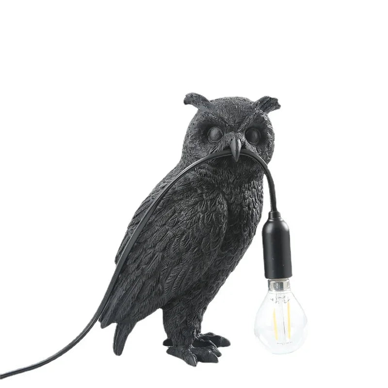 Afralia™ Owl Resin Bird Table Lamp for Halloween, Christmas, Kids' Room, and Home Decor