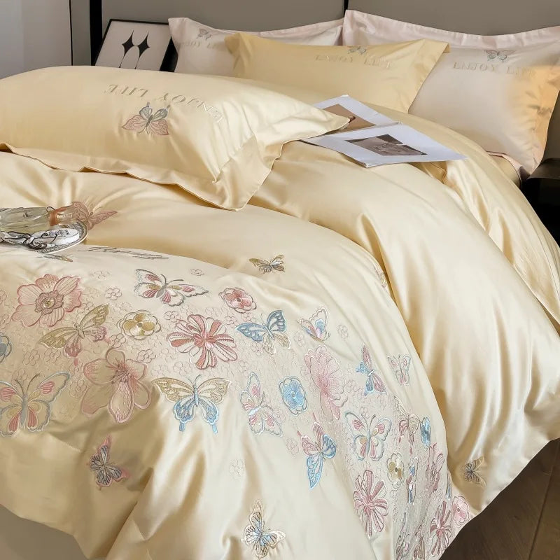 Afralia™ Luxury Cotton Twill Embroidery Duvet Cover Set for Seasons