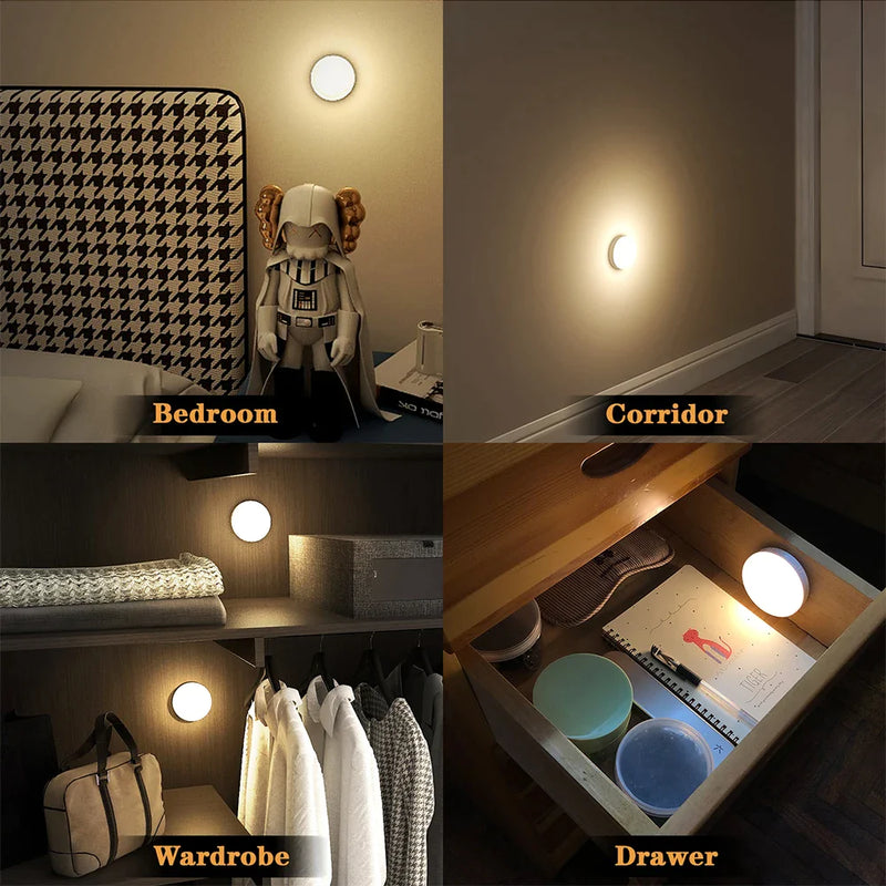 Afralia™ Motion Sensor LED Night Light Rechargeable Dimmable Lamp for Bedroom Kitchen Cabinet