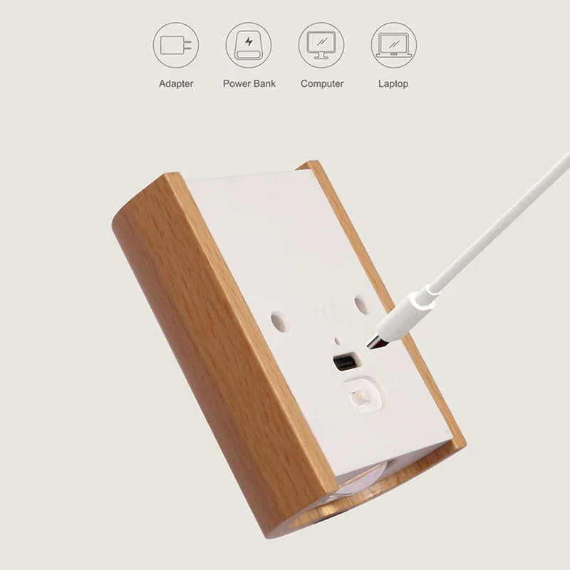 Afralia™ Wooden Motion Sensor Night Light: Rechargeable LED Wireless Wall Lamp