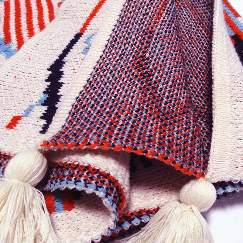 Afralia™ Bohemian Knitted Sofa Blanket: Multi-Functional Decor for Home & Travel, All Seasons