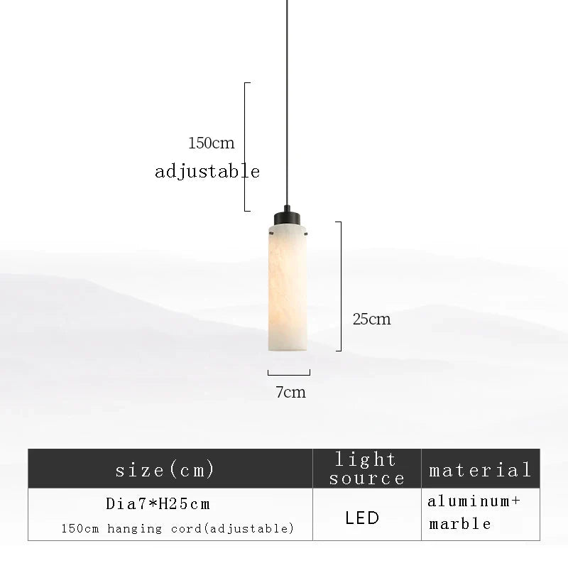 Afralia™ Black Gold Marble Cylinder Pendant Light for Modern Home Decor