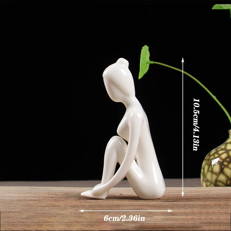 Afralia™ Abstract Yoga Figure Porcelain Statue Home Decor Sculpture