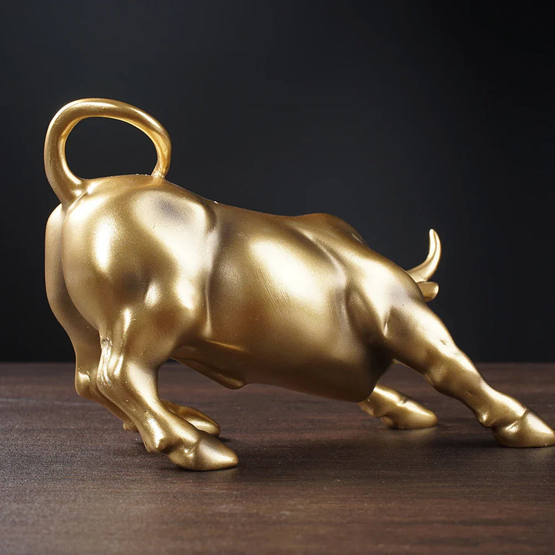 Afralia™ Bull Figurine: Resin Wall Street Cattle Statue for Feng Shui Home Decor