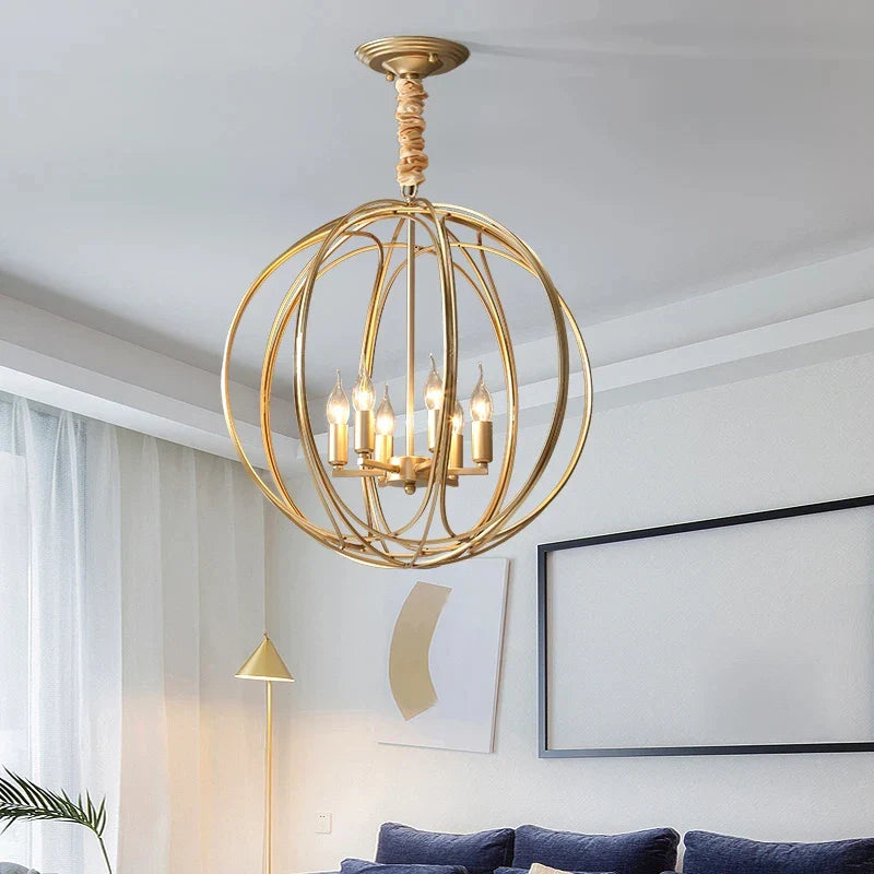 Afralia™ Gold Crystal Chandelier Ring Ball Ceiling Light