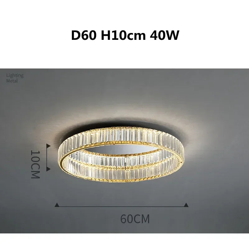 Afralia™ Gold Steel LED Dimmable Ceiling Lights Luxury Crystal Fixture
