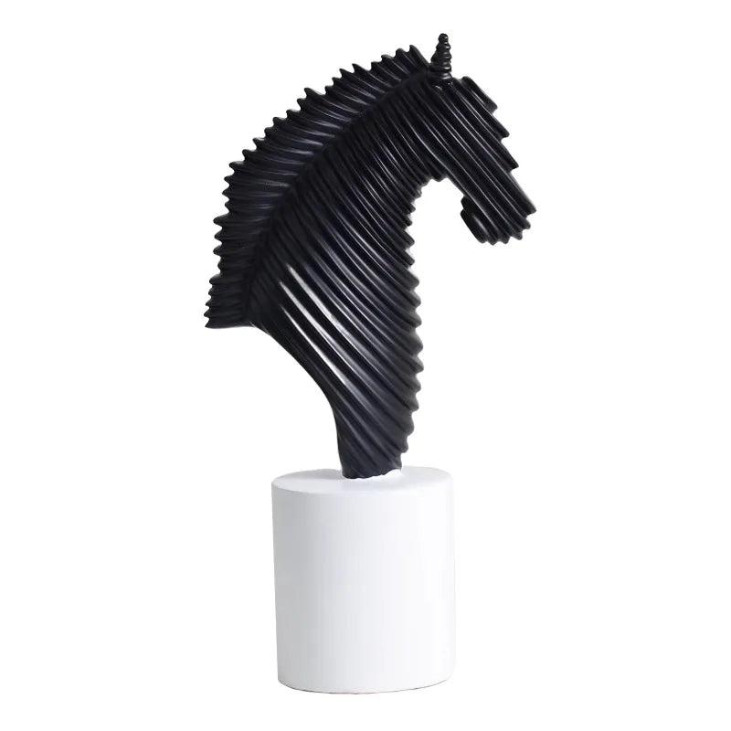 Afralia™ Striped Horse Sculpture: Resin Abstract Stallion Figurine for Home Decor