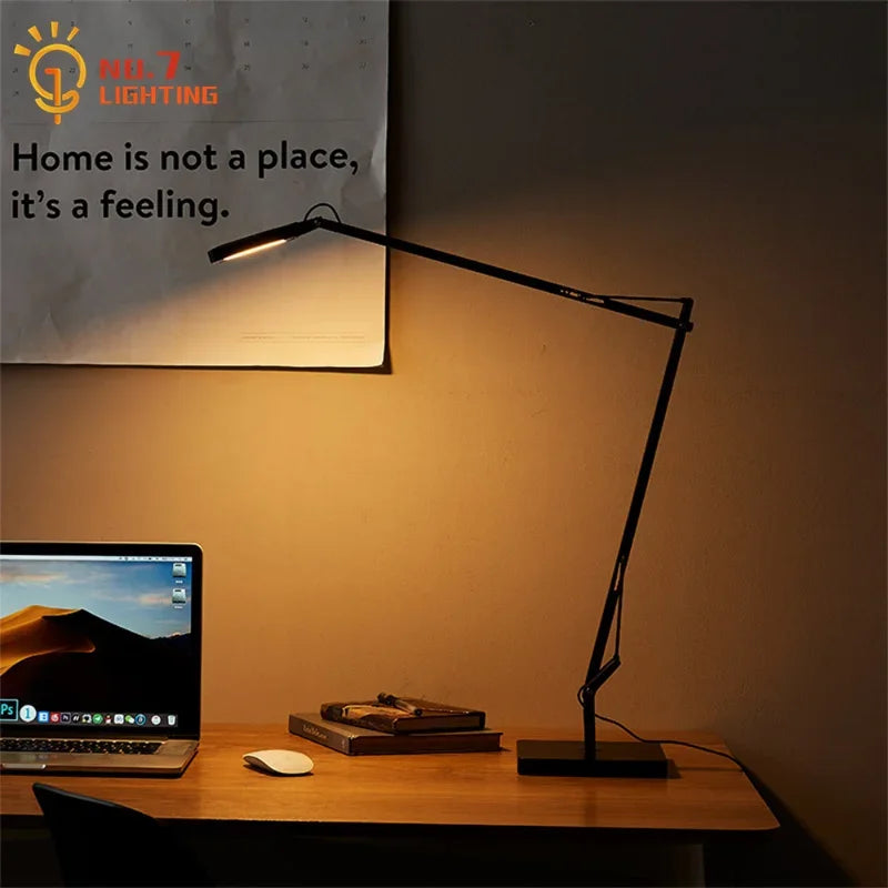 Afralia™ Modern Industrial Swing Arm Floor Lamp with Dimming Touch Switch