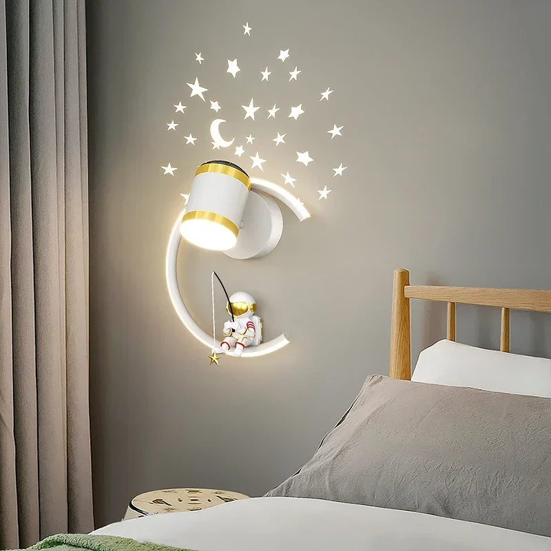 Afralia™ Astronaut Cartoon LED Wall Lamp for Modern Home Decor