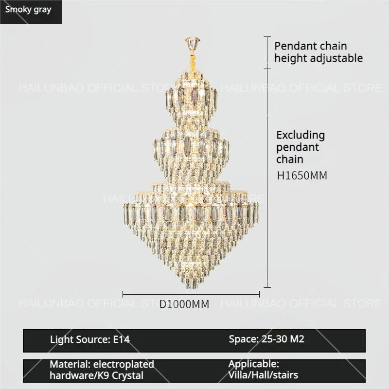 Afralia™ Sparkle Spiral Staircase Chandelier - Modern High Living Room Crystal Light