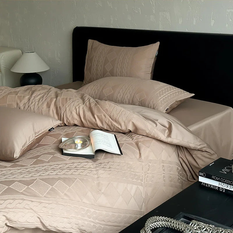 Afralia™ Luxury 100S Pure Cotton Jacquard Bedding Sets for Adults and Children