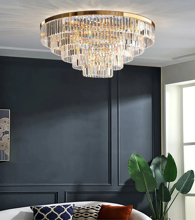 Afralia™ Gold LED Crystal Ceiling Light: Luxury Home Decor Fixture